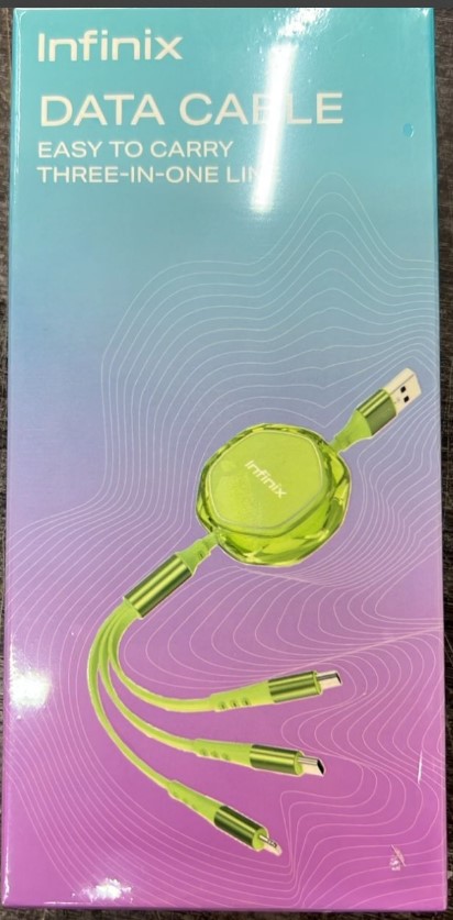 CABLE DE DATOS ORIGINAL INFINIX 3 EN 1 MICRO USB, LIGHTNING, TIPO C