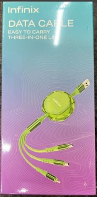 CABLE DE DATOS ORIGINAL INFINIX 3 EN 1 MICRO USB, LIGHTNING, TIPO C