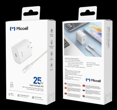 CARGADOR MICCELL 25W CON CABLE TIPO C A TIPO C