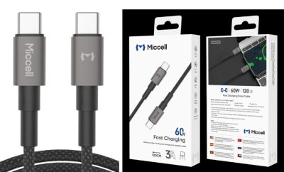 CABLE DE DATOS TIPO C A TIPO C 60W 1.2 METROS MARCA MICELL MODELO VQ-D06
