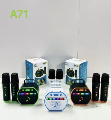BOCINA BLUETOOTH CON LUCES DE COLORES Y DOS MICROFONOS MODELO A71