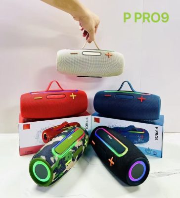 BOCINA BLUETOOTH CILINDRICA CON LUCES DE COLORES MODELO P PRO9