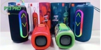 BOCINA BLUETOOTH CILINDRICA CON LUCES DE COLORES MODELO P13 PRO