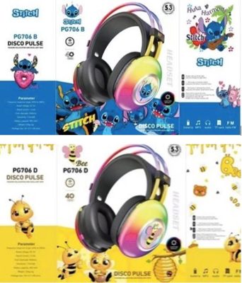 AUDIFONOS DIADEMA BLUETOOTH RECARGABLES / MANOS LIBRES PERSONAJES MODELO 706